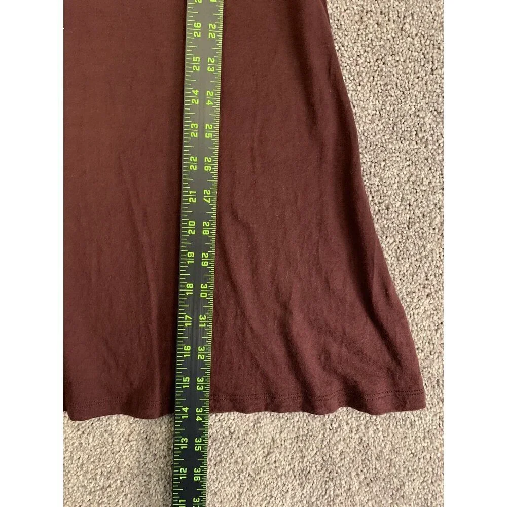H&M Women's Dress Size S Burgundy Brown Fit & Flare V-Neck Long Sleeves GUC